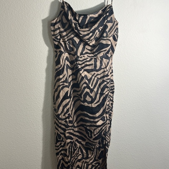 Anthropologie women’s Sz 14 Draped-Back Asymmetrical Slip Midi Dress backless - Picture 10 of 16